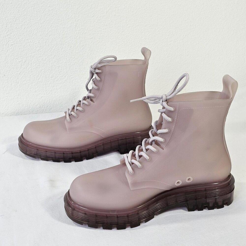 Melissa Coturno Jelly Pink Vegan Combat Rain Muck Boots Women's Size 6 - Picture 4 of 9